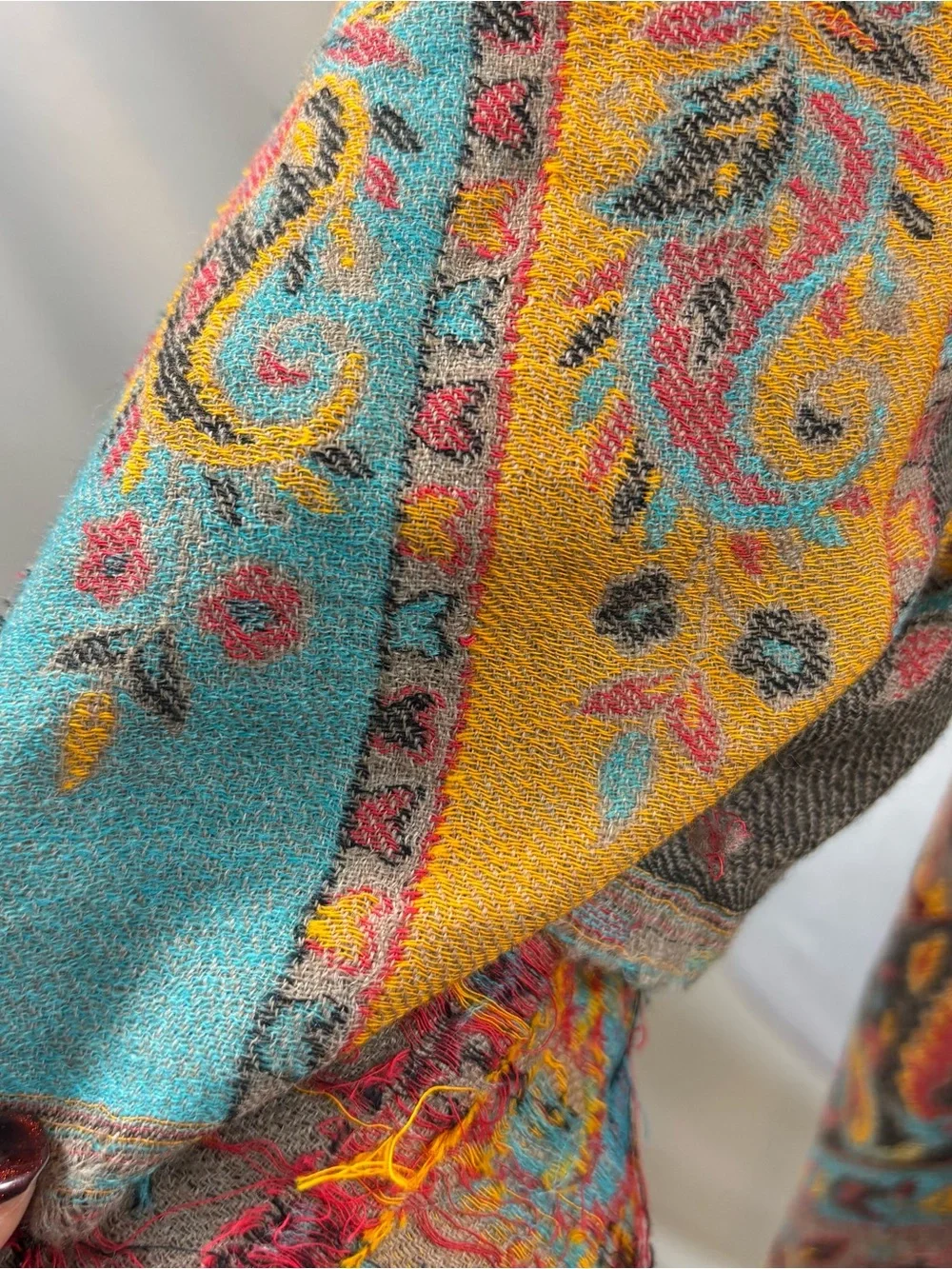 Ladies Large Scarf Paisley Floral In Autumn Colors